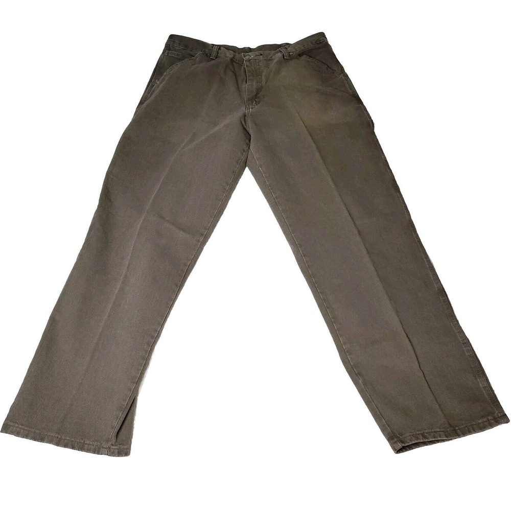 Wrangler Hero Pants Mens Denim Cargo Straight Leg Beige Carpenter Jeans Sz 36x30